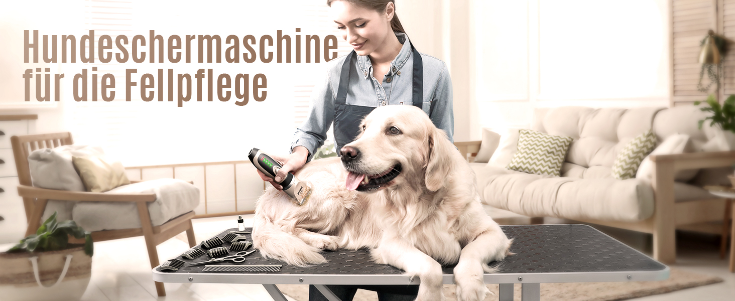 Професійна машинка для стрижки собак та котів oneisall Leise, для щільного хутра, потужний мотор, золото