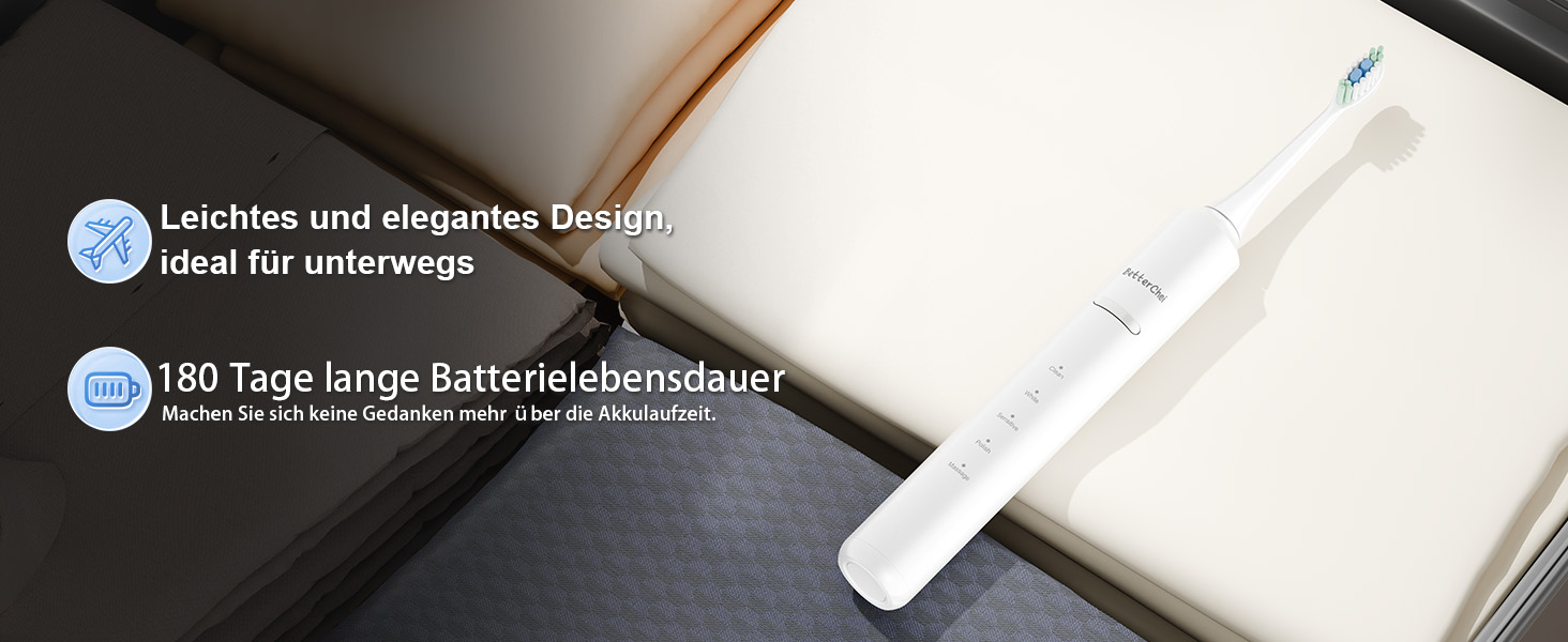 Електрична зубна щітка Betterchoi з магнітною левітацією, 41 000 VPM, 4 насадки, IPX7, 180 днів роботи, 5 режимів, таймер