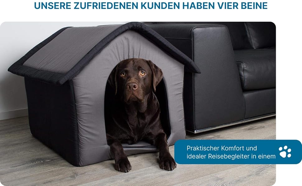 SunnyDogs Grey Fabric Dog House - L 64 x 57 x 60 cm