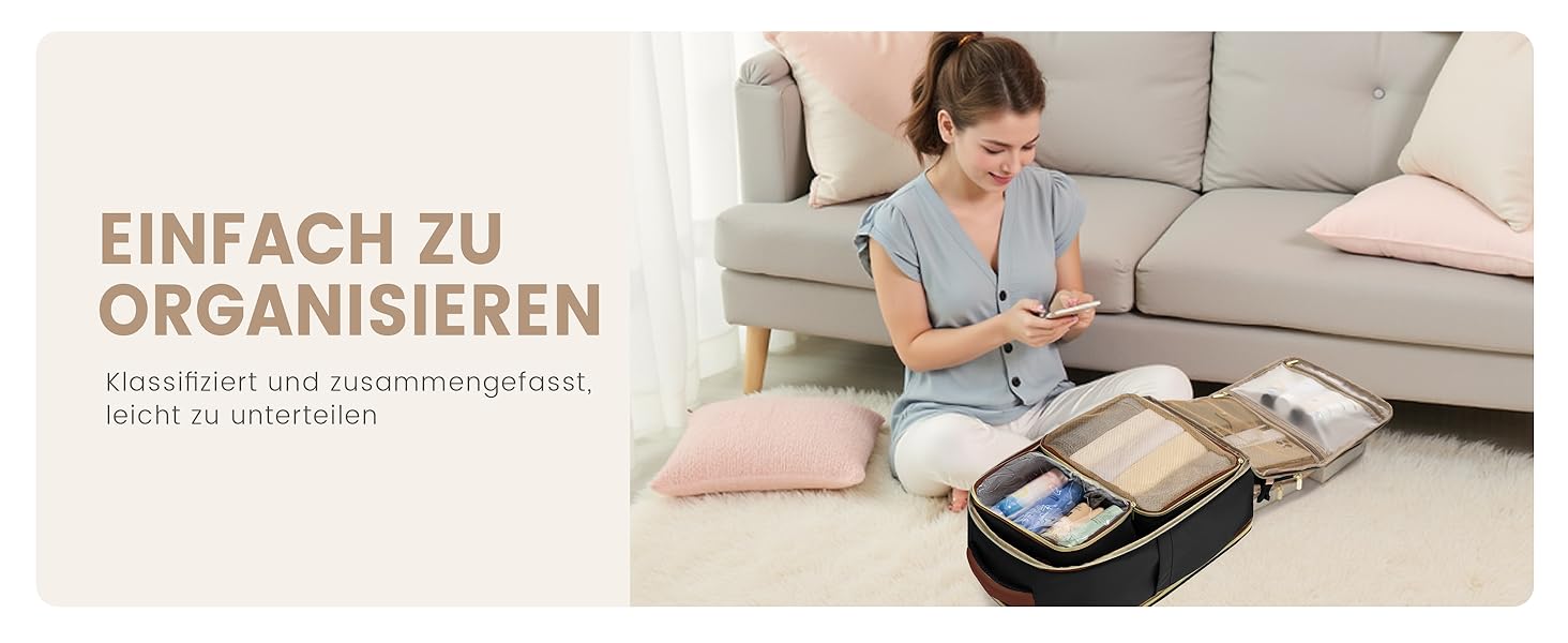 LOVEVOOK Рюкзак ручної поклажі, 40L, для подорожей та бізнесу, чорний