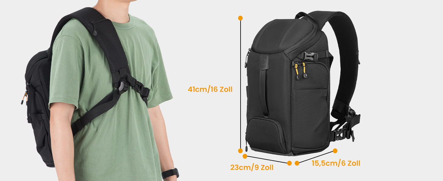 Сумка для камери Tarion Sling: фотосумка на плече для DSLR, об'єктивів, штативів та аксесуарів (чорна)