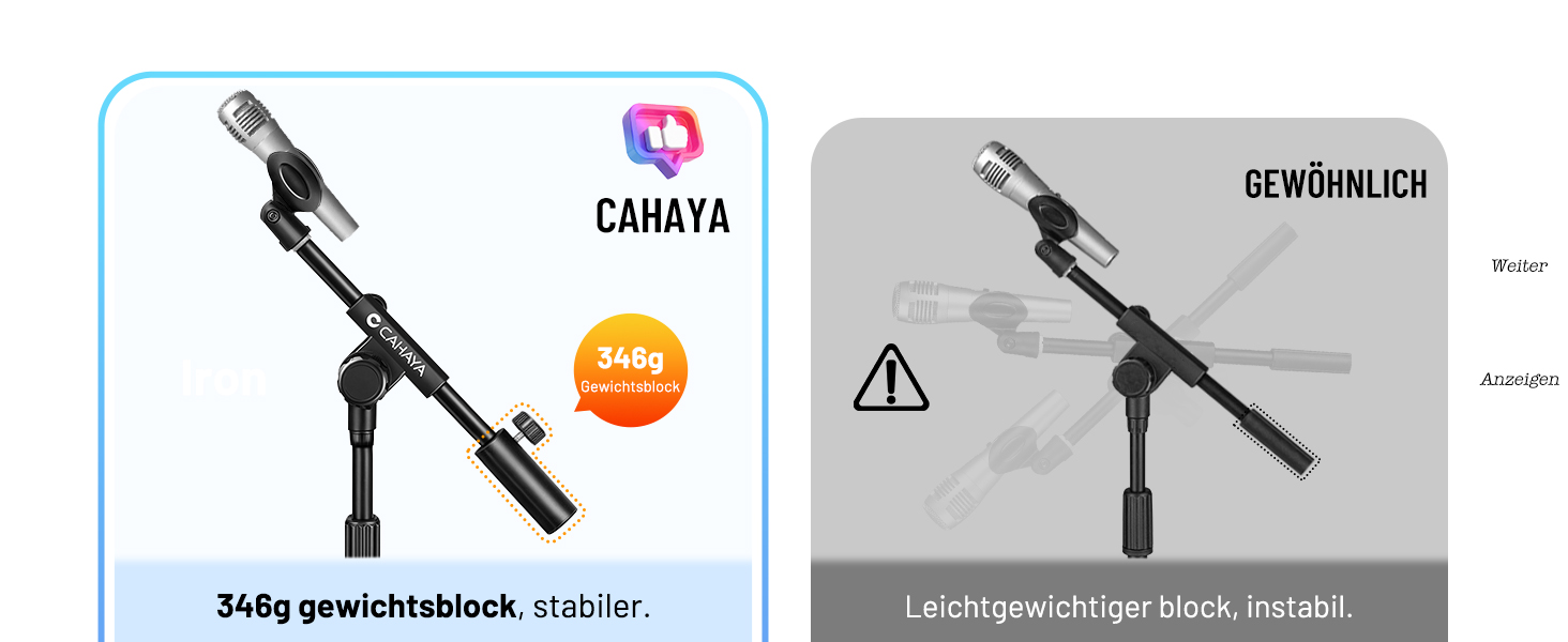 Настільний мікрофонний тримач CAHAYA 3 в 1: Регульований тримач з поворотним кріпленням 180° та кліпсою для мікрофона, підходить для конференцій, ігор та стрімінгу, CY0360 (A-подібна основа)