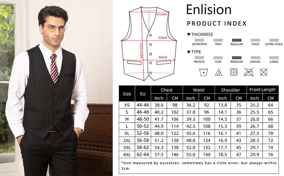 Енлізіон Жилет для чоловіків: формальний однотонний жилет для весілля, елегантний костюмний жилет, бізнес-жилет з кишенями, розміри XS-4XL, темно-синій