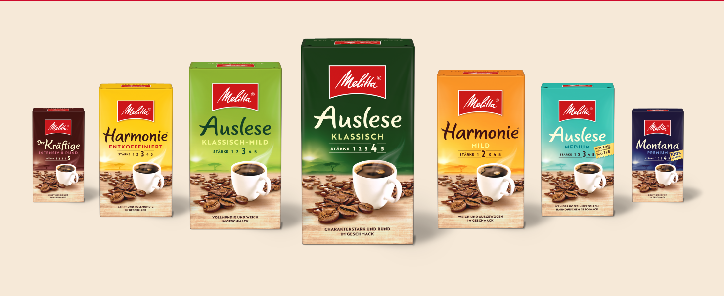 Кава мелена Melitta Auslese Klassisch-Mild для фільтр-кав’ярок, середній обсмаження (3/5), 6 x 500 г