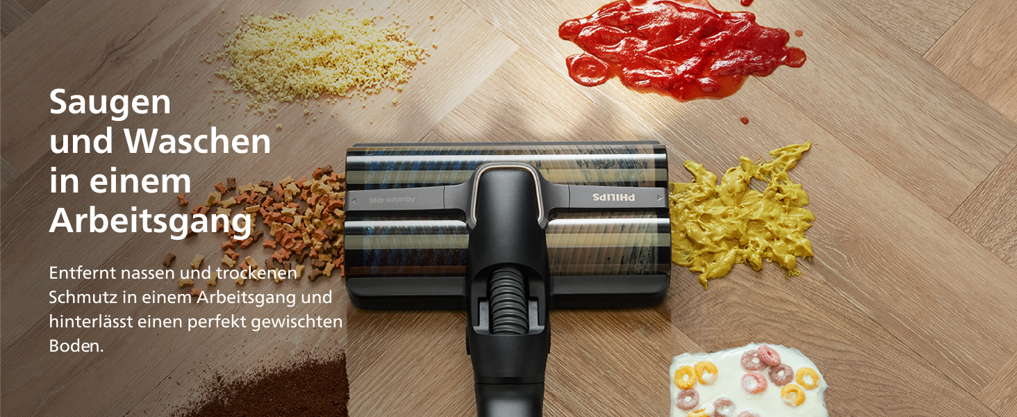 Вертикальний бездротовий пилосос Philips AquaTrio 9000 серії 3-в-1 для сухого та вологого прибирання, чорний