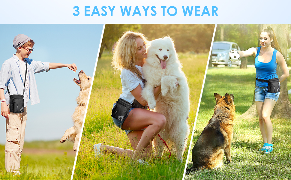 Ласощі для собак Gobeigo, кликер для дресирування, поясна сумка з дозатором кульок, сумочка для ласощів для прогулянок (Чорний)