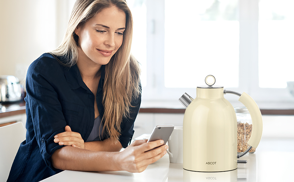 ASCOT Stainless Steel Electric Kettle - 1.5L Cordless Kettle with Auto Shutoff & Dry Boil Protection - Perfect Gift for Men, Women, & Family