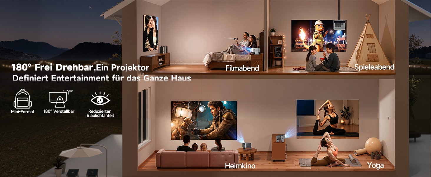 Magcubic Beamer 4K: Міні-проектор з WiFi 5, Bluetooth 5.1, 15W, 650 ANSI, Dolby Audio/HDR10+, автофокус, трапец. корекція, 180° обертання (сірий)