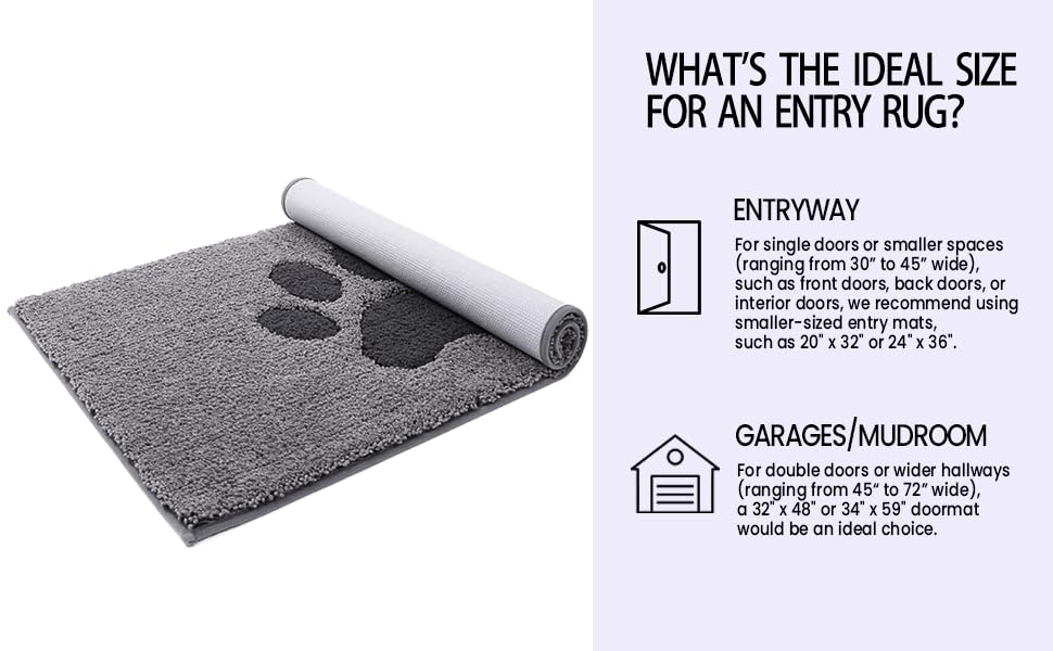 Килимок для дому 50x80 см, сірий, неслизький, миючий, для собак, супер вбираючий