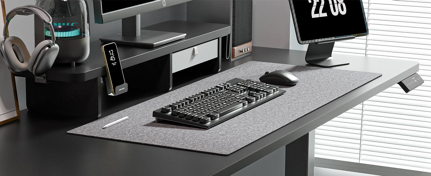 Electric Standing Desk with Drawers | Adjustable Height Desk with Monitor Stand & Phone Holder for Home Office & Office | 120x60cm Black
