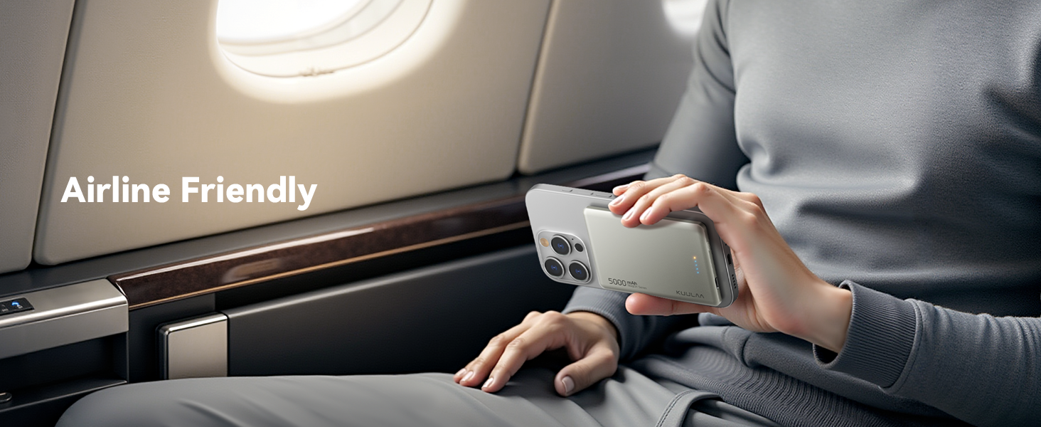 Powerbank Kuulaa Magsafe 5000mAh PD 20W: Тонкий магнітний павербанк для iPhone 15/14/13/12, Titanium