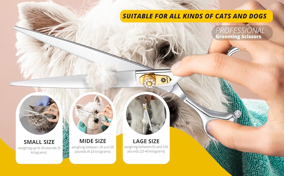 Професійна ножиця для грумінгу собак та котів Dream Reach 8 дюймів, 440C нержавіюча сталь, ергономічна ручка, регульований гвинт