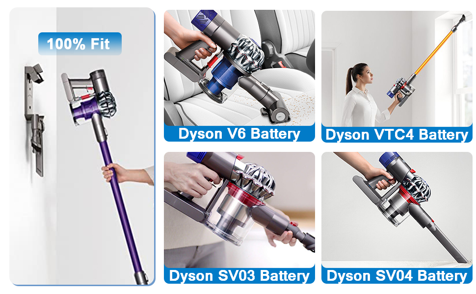 Замінна батарея для пилососа Dyson V7, 8000 mAh, сумісна з моделями Motorhead Pro Absolute, Fluffy, Car + Boat, Mattress, Motorhead, Allergy, Wireless, 229687