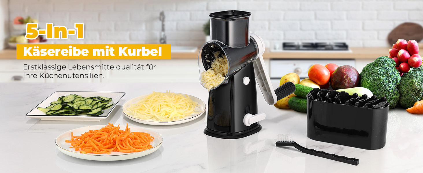 Ручна тертка для овочів та сиру з ручкою, 5 насадок, для нарізки овочів, сиру, горіхів, терка для швидкої нарізки