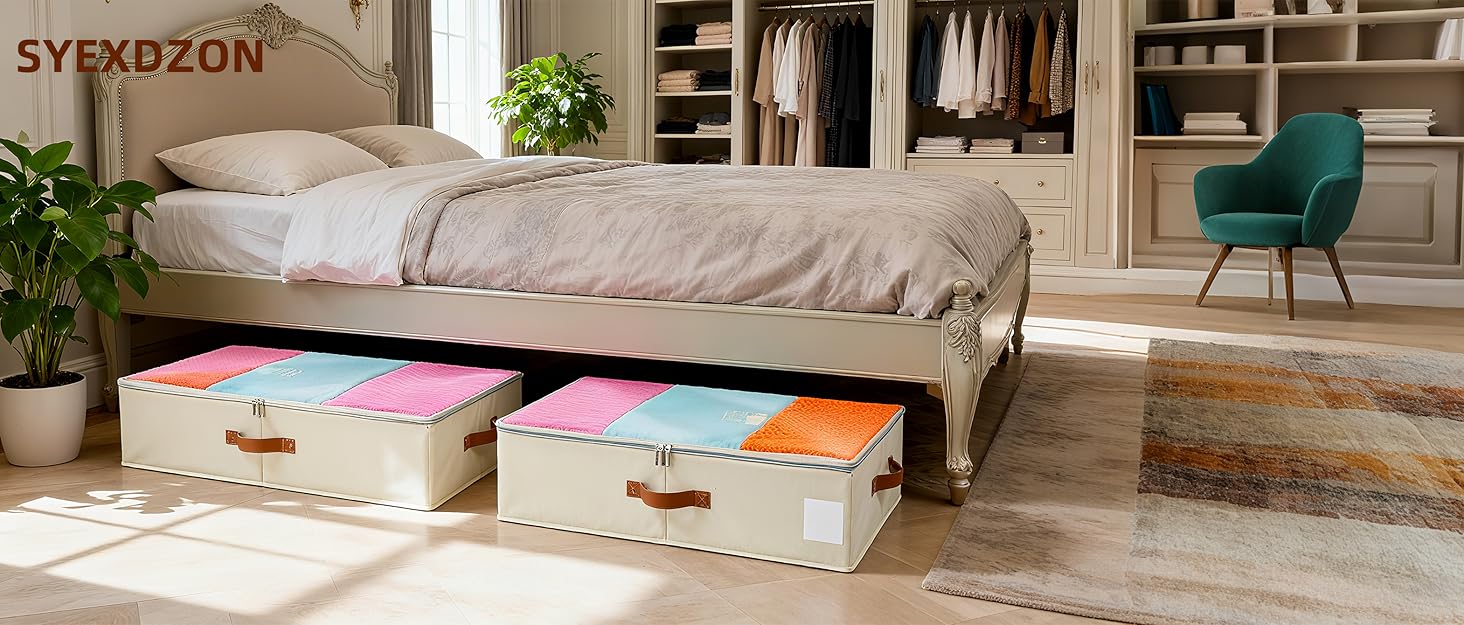 Коробки для зберігання під ліжком, 2 шт. з боковими стійками, сірі. Підходять для постільної білизни, одягу та ковдр.