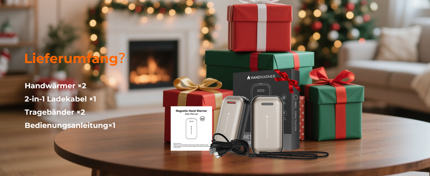 Електричний гріє для рук 2 шт. – 6000mAh, магнітний, USB-C, 3 рівні нагріву до 55°C, для активного відпочинку, кемпінгу, гольфу, синдром Рейно