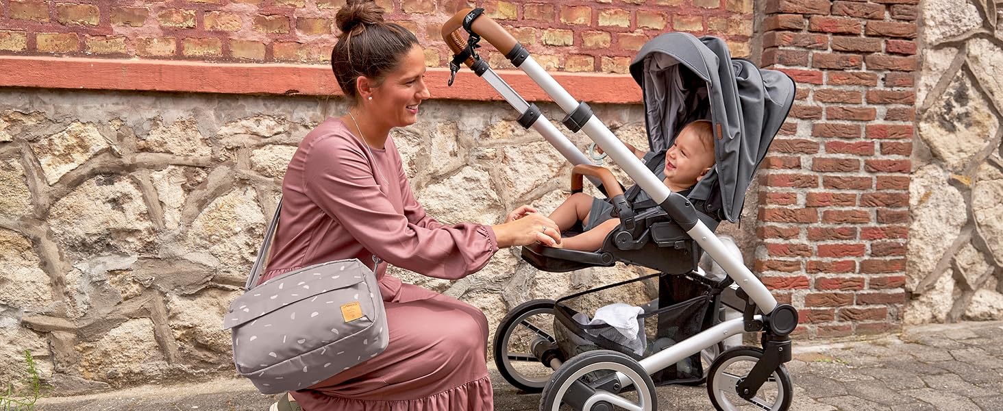 LÄSSIG органайзер для дитячого візка, сумка на плече, з кріпленням, Casual Buggy Organizer Bag Blocks taupe