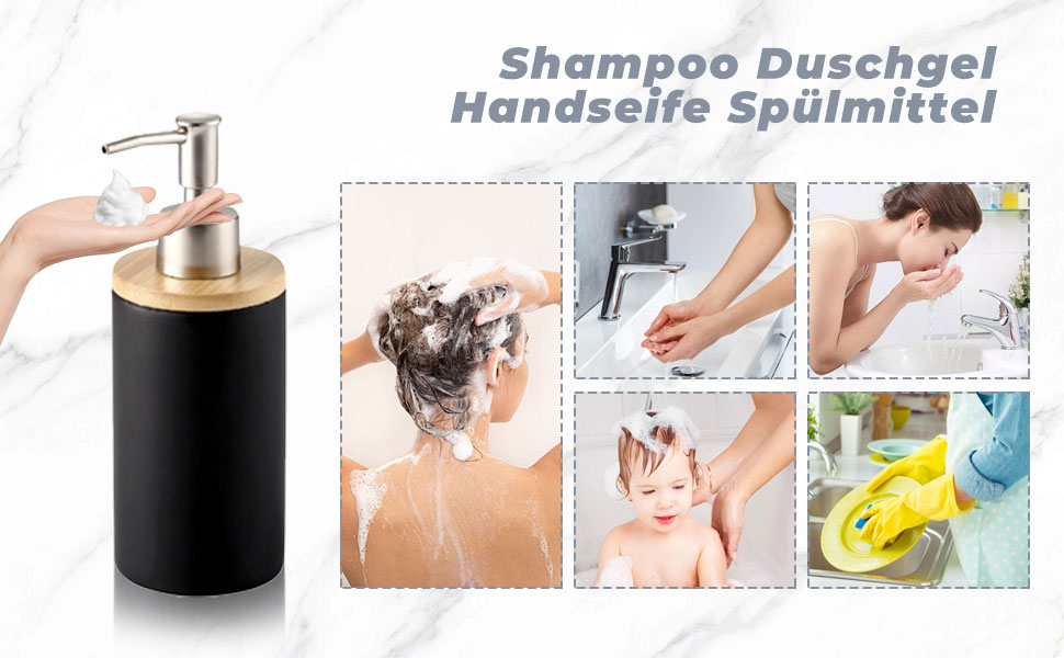 Дозатор для мила з кераміки, 500 мл, з металевим насосом, 2 шт. (білий/чорний)