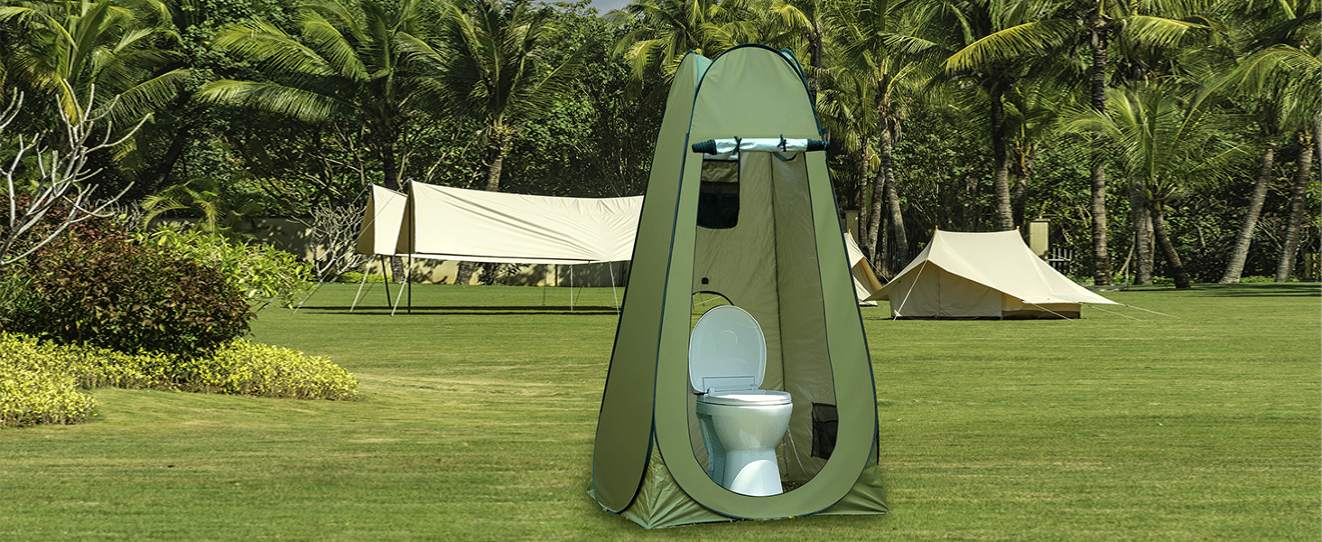 Charmofun Pop Up Camping Shower Tent with UV Protection - Portable Toilet & Changing Tent for Beach & Outdoor Use (Green)