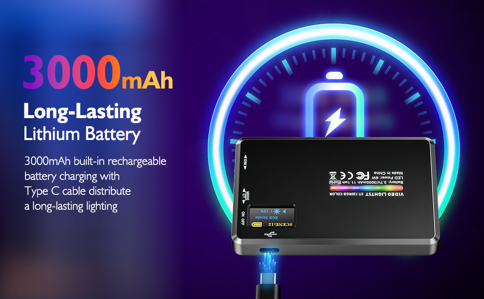 LED світло для селфі на телефон ST-120RGB-CT: 120 світлодіодів, 2500-9000K, регулювання яскравості, 3000mAh, CRI 95+, з тримачем та штативом для фото/відео