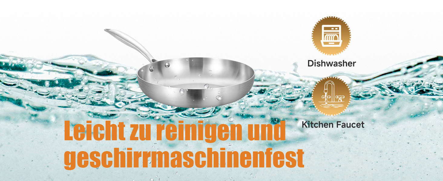 Набір сковорідок Inqibee з нержавіючої сталі (24 см & 26 см) - для всіх плит, включаючи індукційні, сумісний з духовкою, можна мити в посудомийній машині