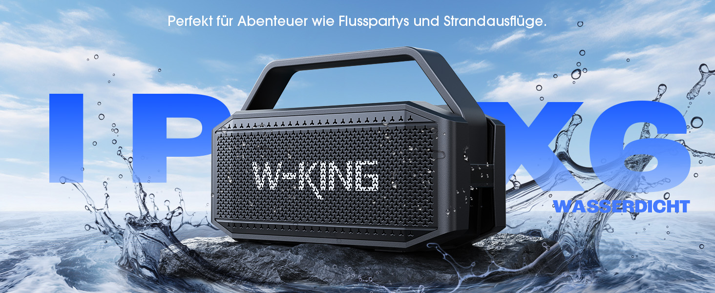 W-KING Bluetooth Колонка 100W (Пікова потужність) - Портативна Колонка з Глибоким Басом, Power Bank, TF/AUX, EQ, IPX6, 40 годин роботи