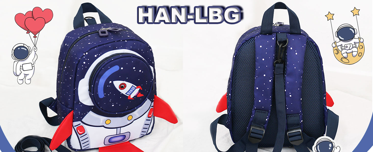 Дитячий рюкзак для садка та школи Kinderrucksack, темно-синій, з поворотком, для дітей 1-3 років, форма ракети