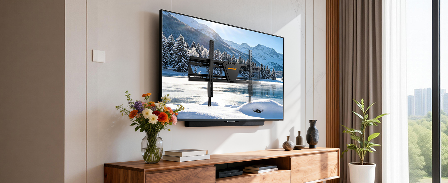 Настінний кронштейн для телевізора unho універсальний, нахильний, для LCD/LED/Plasma ТВ від 30 до 75 дюймів, VESA до 600x400 мм, навантаження до 40 кг