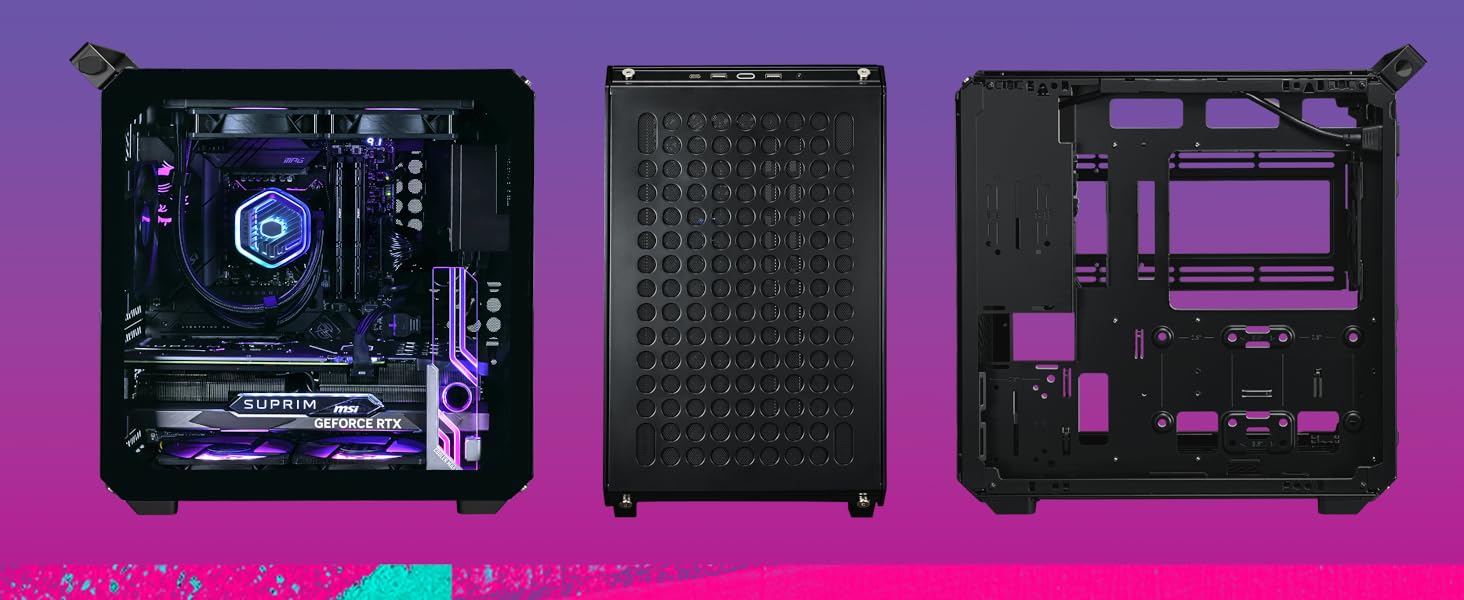 Корпус для ПК Cooler Master Qube 500 Flatpack: ATX, повністю модульний, з 120 мм вентилятором SF-L та вертикальною підсвічуванням для відеокарти, підтримка EATX, 2 x 280 мм радіатори, колір м'ятно-зелений (чорний)