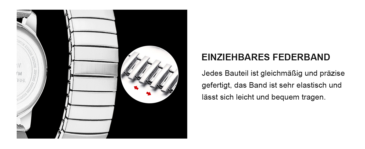 Жіночий годинник LN LENQIN: Водонепроникні годинники для жінок з нержавіючої сталі, кварцовий механізм, аналоговий дисплей, регульований ремінець, сріблястий колір, білий циферблат