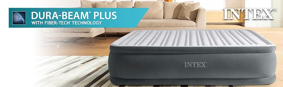 Надувний матрац Intex Comfort-Plush 152x203x46 см, 230V, односпальний