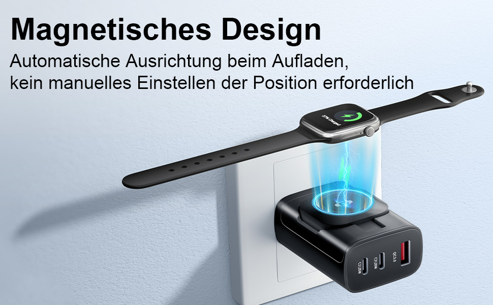 Зарядний пристрій 4-в-1 для Apple Watch та iPhone: 40W USB-C, швидка зарядка PD, сумісний з Apple Watch 10/9/8/7/6/Ultra/SE, iPhone 17/16/15 Pro Max, iPad, AirPods (білий)