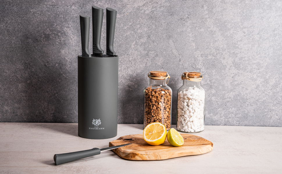 Набір ножів Karl Hausmann 5 предметів: набір ножів, ніжний блок, кухонні ножі з нержавіючої сталі (сірий)