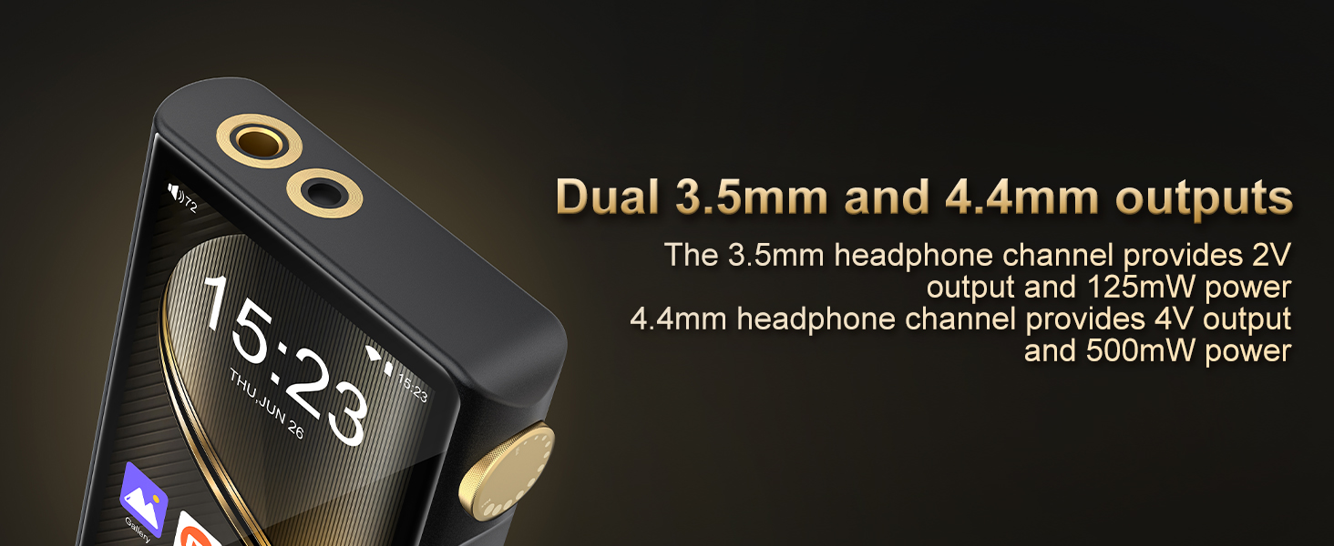 HiFi MP3 плеєр ZAQE з Bluetooth та WiFi, Android 12, Lossless DSD DAC, підтримка Flac, 64GB карта пам'яті (до 512GB), чорний