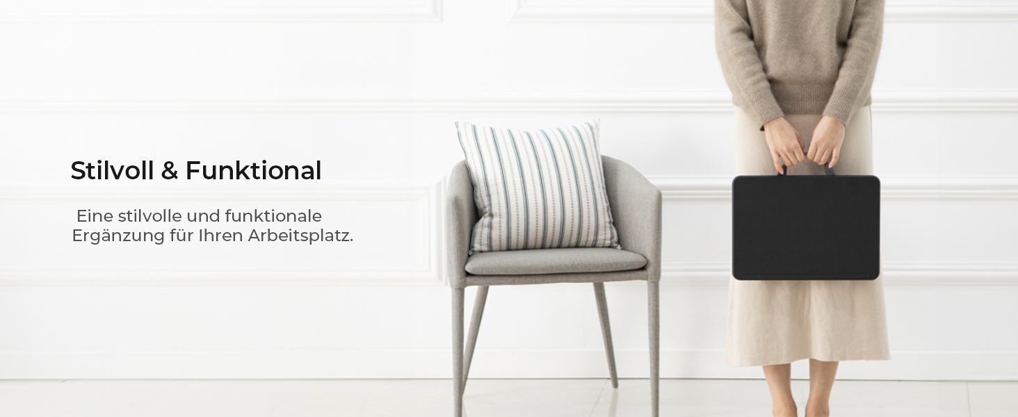 Підставка для ноутбука на колінах, колінцевий столик з подушкою, L – дерев'яний вигляд (M – PU), 30.5 x 57 x 4.5 см