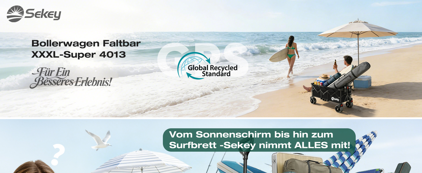 Вагон-тележка Sekey XXXL 300л, чорний. Складна, велика вантажопідйомність 200кг, широкі колеса для бездоріжжя, вантажопідйомність 200 кг.