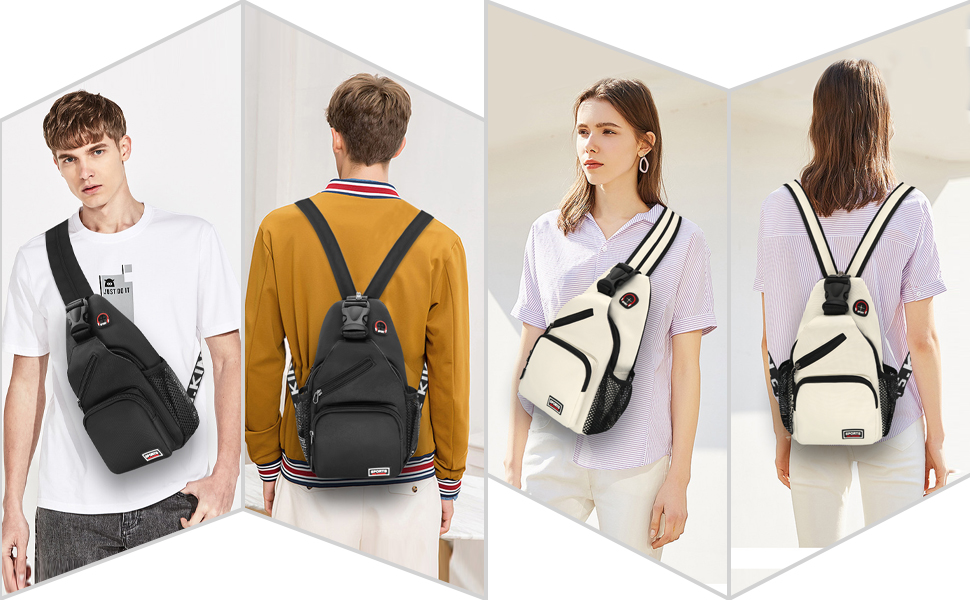 Сумка-слінг через плече, рюкзак для жінок та чоловіків з оксфордської тканини. Сумка через тіло, спортивна сумка, casual, для активного відпочинку, подорожей, покупок (Біла)