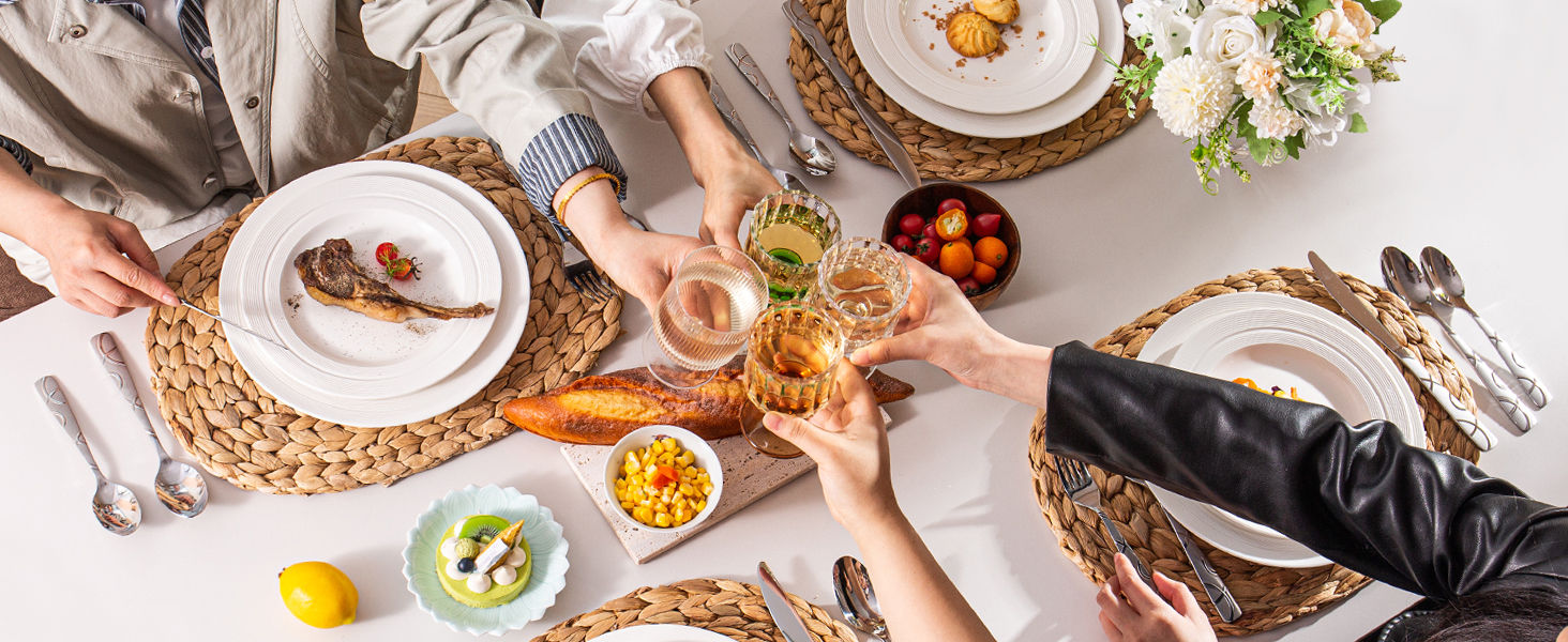 HIKAA Набір столових приборів 20 предметів, нержавіюча сталь, для 4 осіб, набір столових приборів для кухні, високоглянцевий, набір з виделок, ложок та ножів, придатний для миття в посудомийній машині (сріблястий)