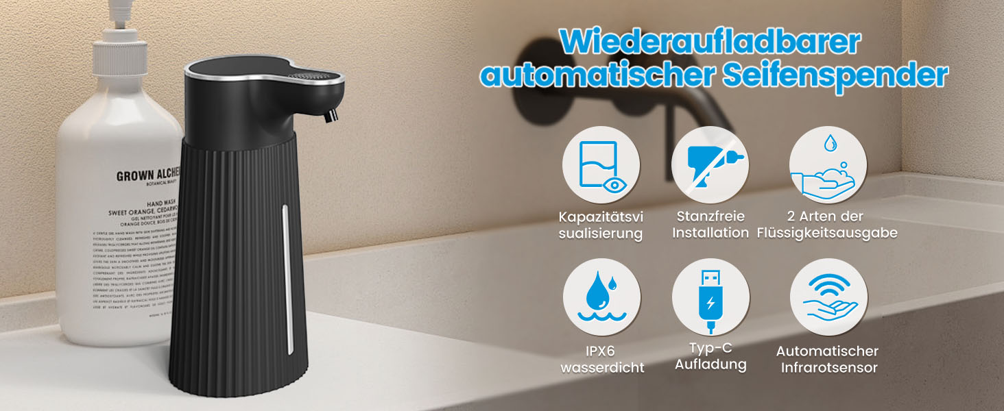 Електричний дозатор мила 400 мл з сенсором, автоматичний диспенсер піни для мила, настінний, білий, USB, IPX6 вологостійкий