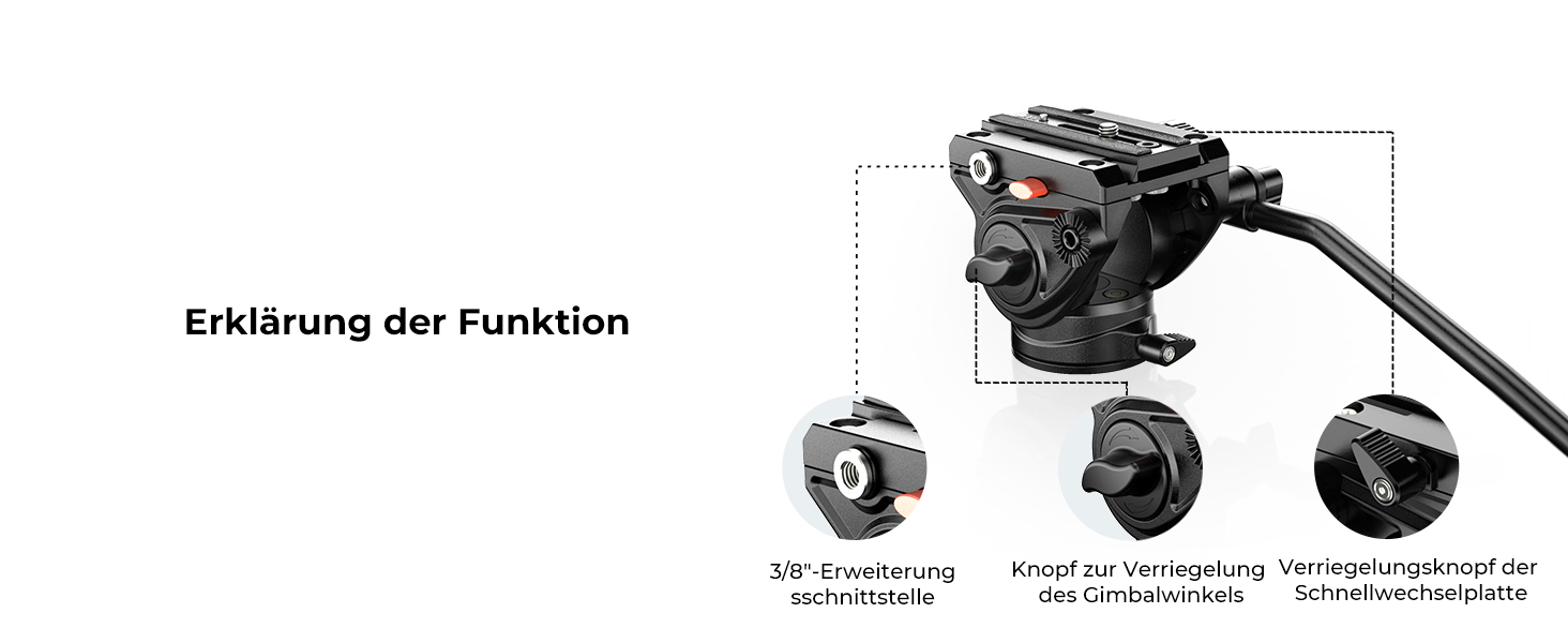 Штатив для камери K&F CONCEPT VA18+ VH081: професійний відеоштатив з поворотним кріпленням, 184 см, для DSLR та відеокамер