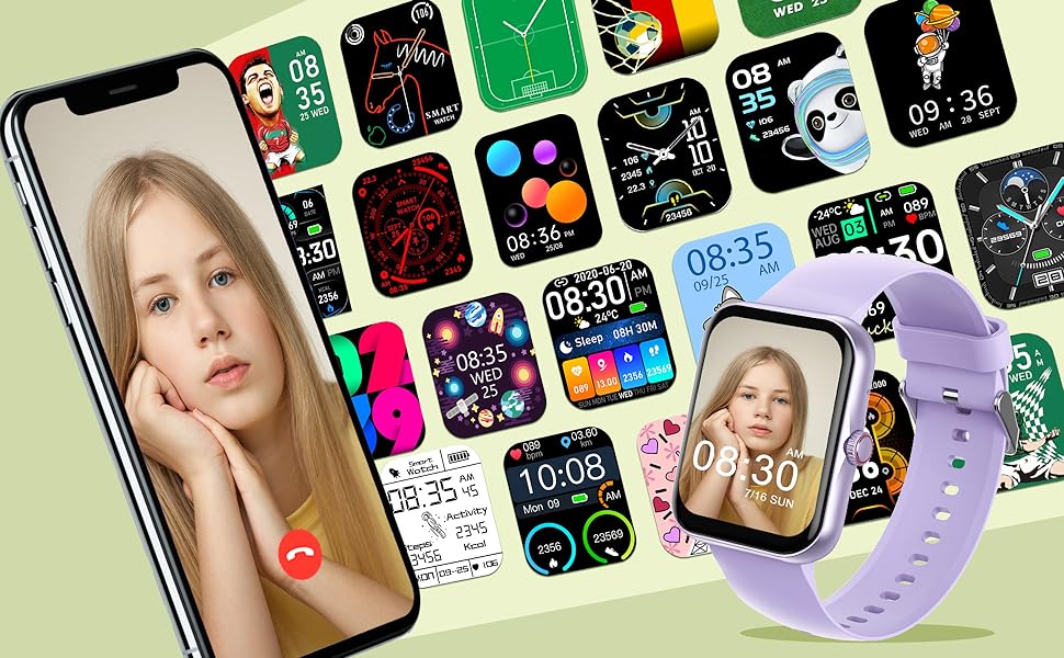 Дитячий розумний годинник Smartwatch Kinder з 1.83 HD сенсорним екраном, фітнес-трекер, водонепроникний (IP68), крокомір, будильник, 37 спортивних режимів, телефон для дітей (Чорний)