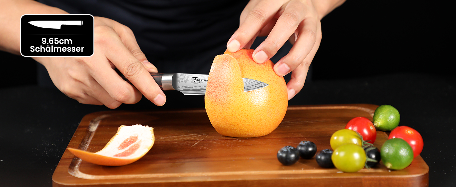 Набір кухонних ножів Messerset 7 предметів у японському стилі з магнітним блоком з акації, сталь карбонова, ергономічна ручка