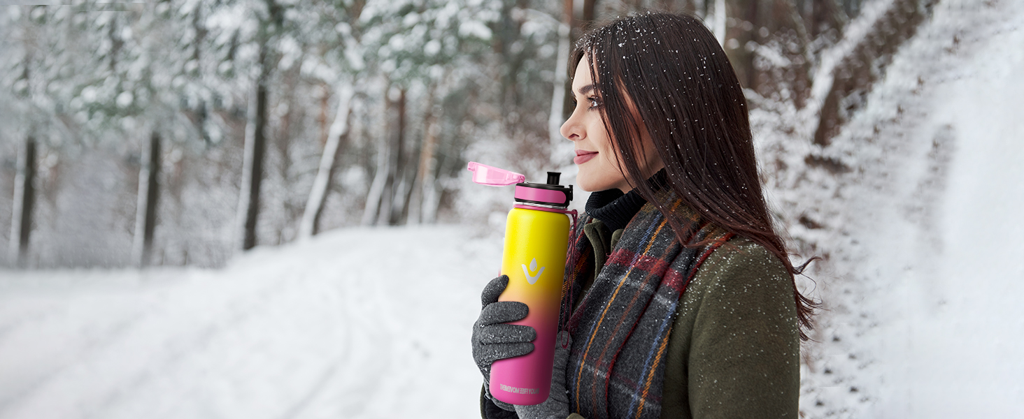 Термопляшка Vikaster 500 мл, нержавіюча сталь, без BPA, для спорту, подорожей та фітнесу (чорний & винно-червоний)