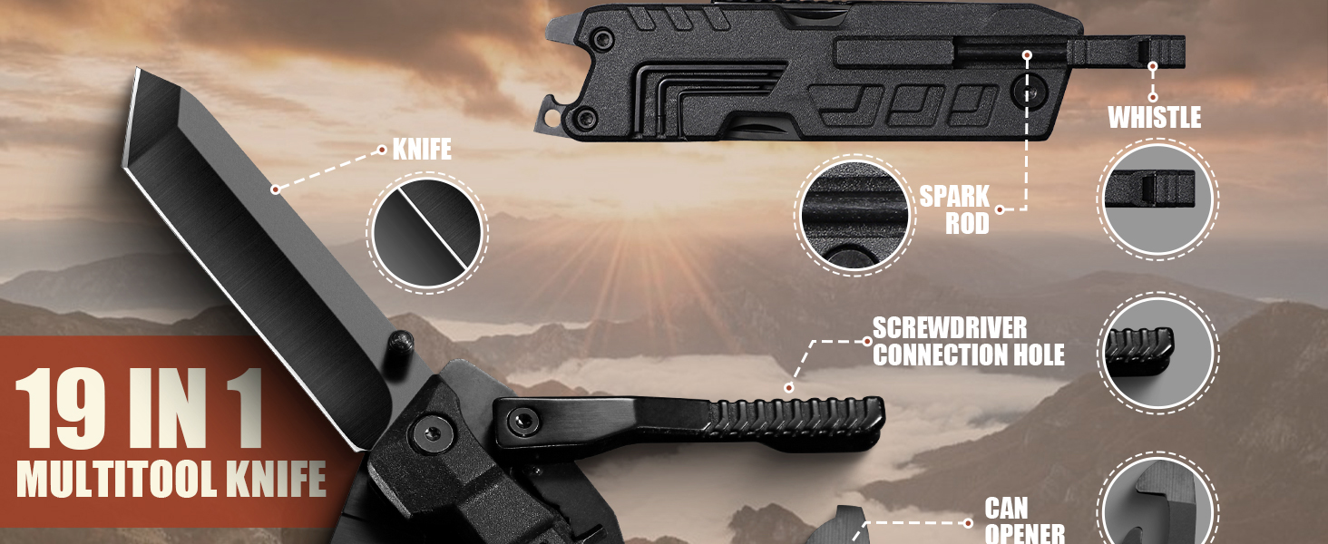 Freelander 21-in-1 Folding Multitool - Pliers, Knife, Saw, Screwdriver Bits, Camping Gear with Nylon Pouch for Outdoor Use, Men's Gift