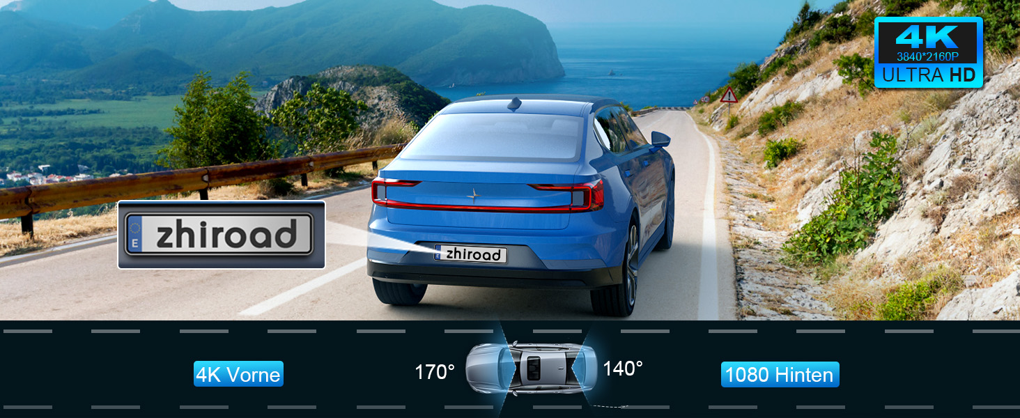 4K WiFi відеореєстратор в автомобіль, з Wi-Fi, SD 64GB, IPS екран 1.47