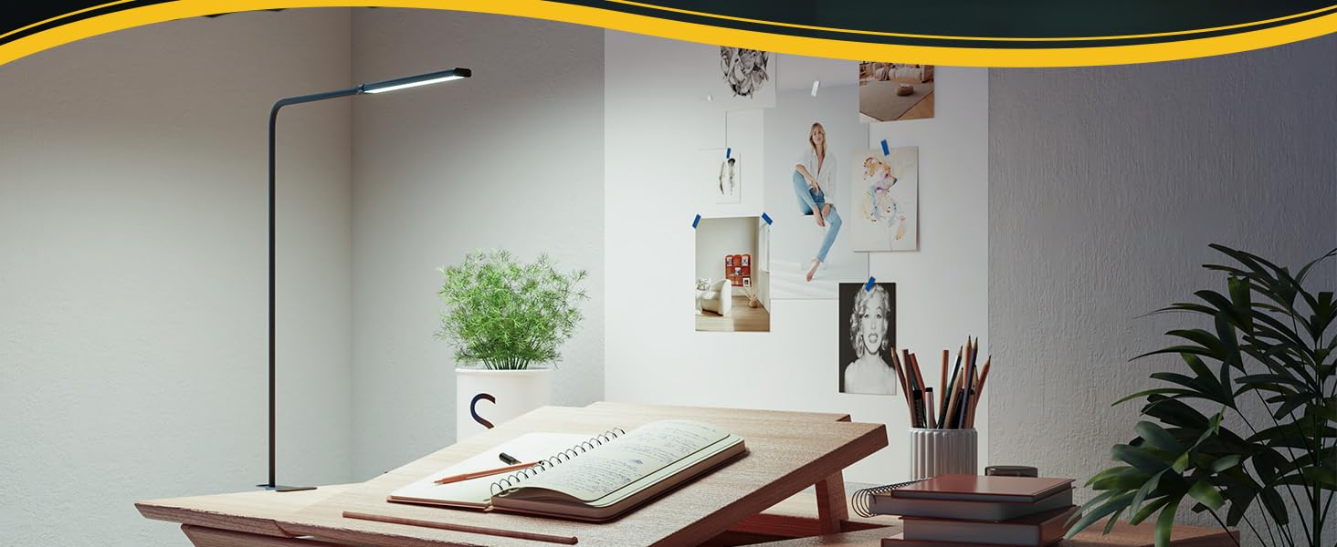 Стійка лампа Aisutha для столу з LED, 3 кольори, 10 рівнів яскравості, регульована, захист очей, для офісу, кабінету та майстерні (чорний)