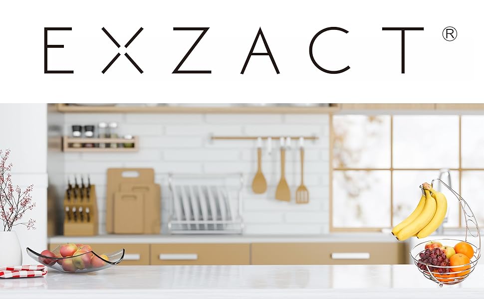 Металева фруктова корзина Exzact з тримачем для бананів, 41 см, срібляний хром