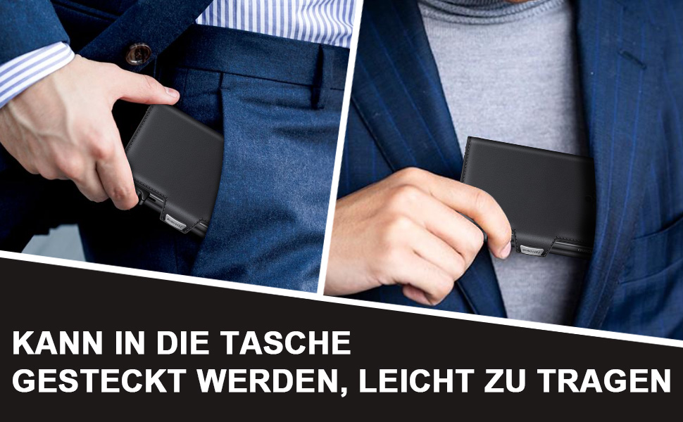 Чоловічий гаманець Portmonee з відділенням для монет, RFID захистом та Slim дизайном, для 9-11 карт, з кишеню для ID та купюр, чорний