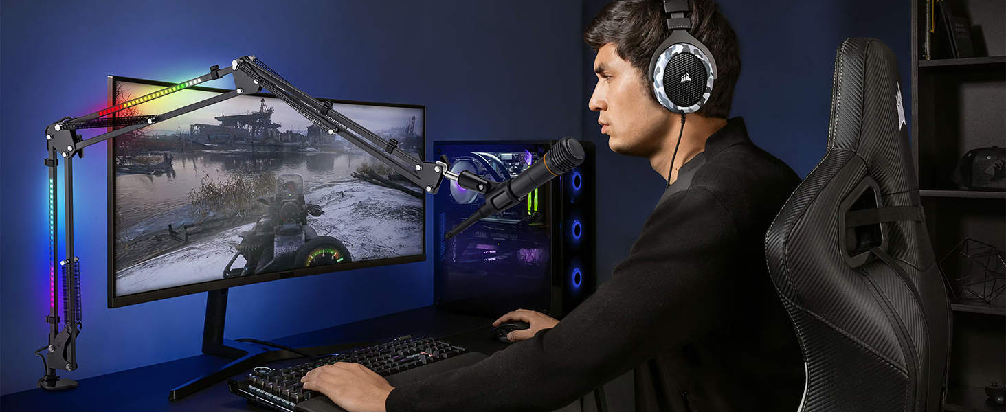 Тримач для мікрофона з RGB підсвіткою: регульований кріплення на стіл для TikTok Live-Streaming та співу