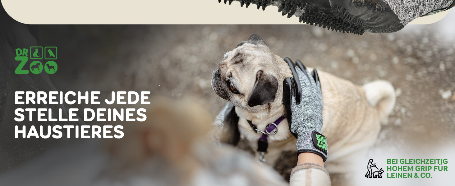 Рукавичка для грумінгу тварин DR Zoo (1 шт, M) - для котів, собак, коней - рукавичка для видалення шерсті, щітка-рукавичка